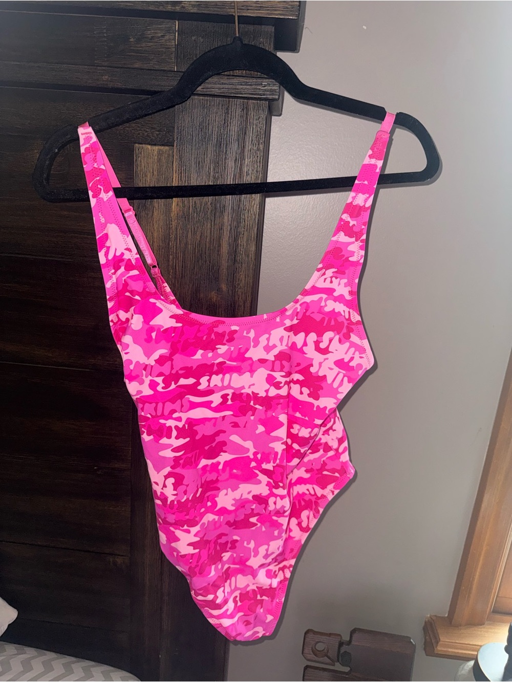 SKIMS Pink Camo One-Piece Swimsuit